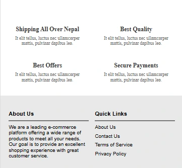 E-commerce website service section