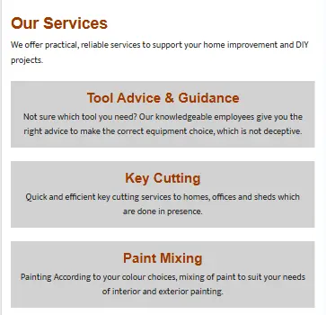 smallbusiness website about section